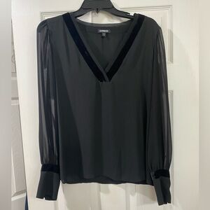 🖤Express V-Neck Sheer Top, Medium🖤
